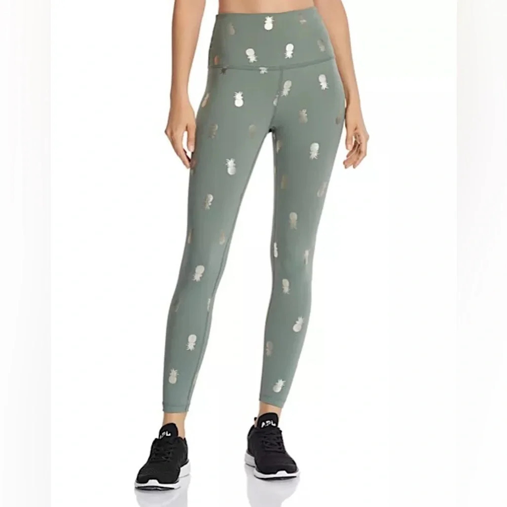 Beyond Yoga Metallic Pineapple High Rise Crop Leggings Green Size S